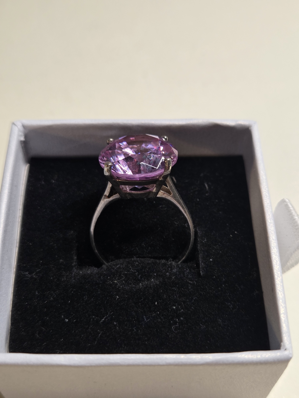 Purple Gemstone Solitaire Ring - Women's Silver Ring